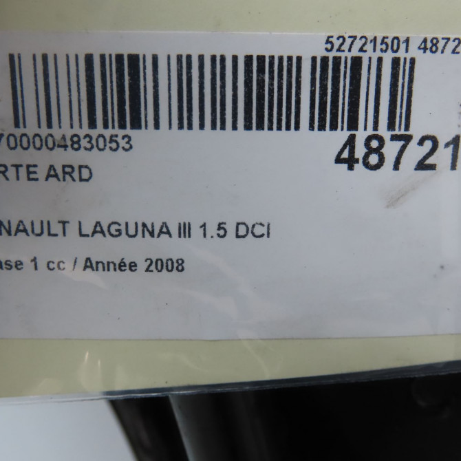 Porte arrière droite occasion RENAULT LAGUNA III Phase 1 10-2007->10-2010 1.5 DCI 821000022R 6