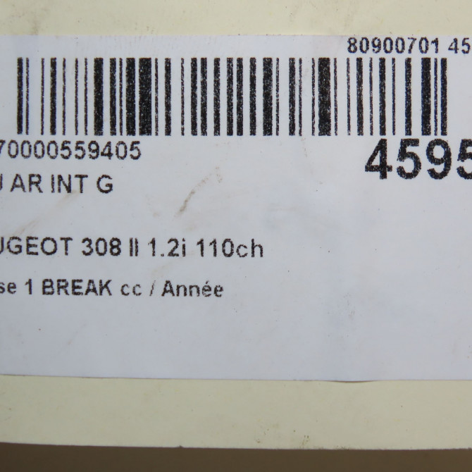 Feu arrière interieur gauche occasion  9678098080 4