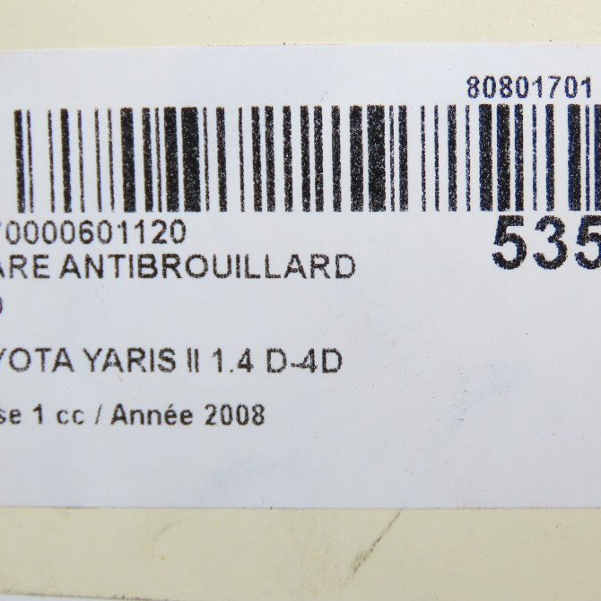 Phare antibrouillard avant droit occasion TOYOTA YARIS II Phase 1 12-2005->11-2009 1.4 D-4D 812100D042 5