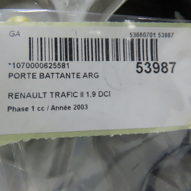Porte battante arrière gauche occasion RENAULT TRAFIC II Phase 1 10-2001->08-2006 1.9 DCI 8v 80ch 7751472223 6