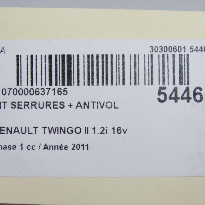 Kit serrures + antivol occasion RENAULT TWINGO II Phase 1 06-2007->11-2011 1.2i 16v 75ch 5