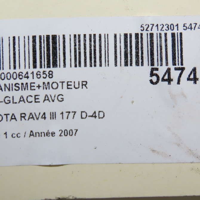 Mecanisme+moteur leve-glace avg occasion TOYOTA RAV4 III Phase 1 02-2006->11-2009 177 D-4D 6980252080 6