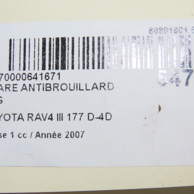 Phare antibrouillard avant gauche occasion TOYOTA RAV4 III Phase 1 02-2006->11-2009 177 D-4D 812200D042 5