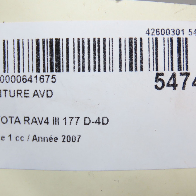 Ceinture avant droite occasion TOYOTA RAV4 III Phase 1 02-2006->11-2009 177 D-4D 7321042320B2 5