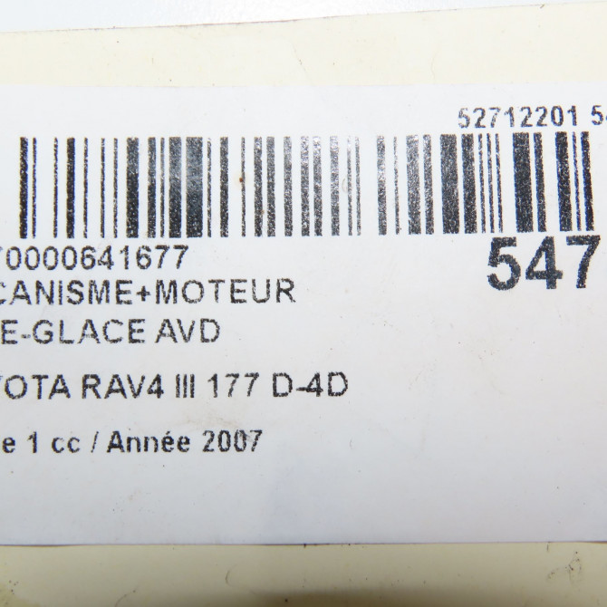 Mecanisme + moteur lève-glace avant droit occasion TOYOTA RAV4 III Phase 1 02-2006->11-2009 177 D-4D 6980152080 6