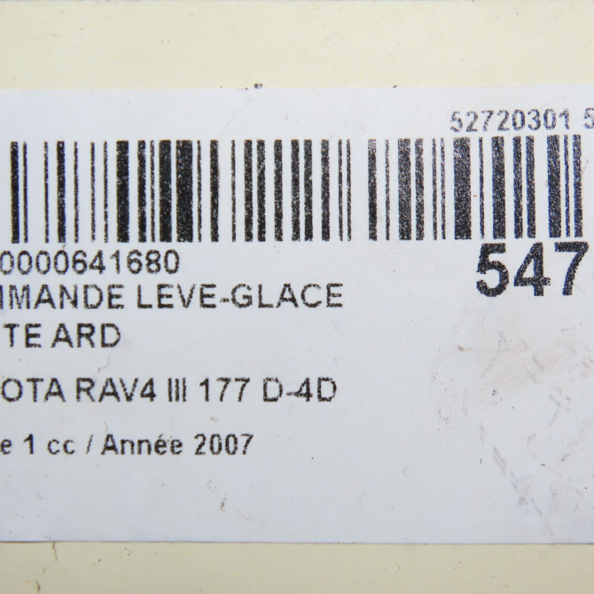 Commande leve-glace porte arrière droite occasion TOYOTA RAV4 III Phase 1 02-2006->11-2009 177 D-4D 848100D030 4