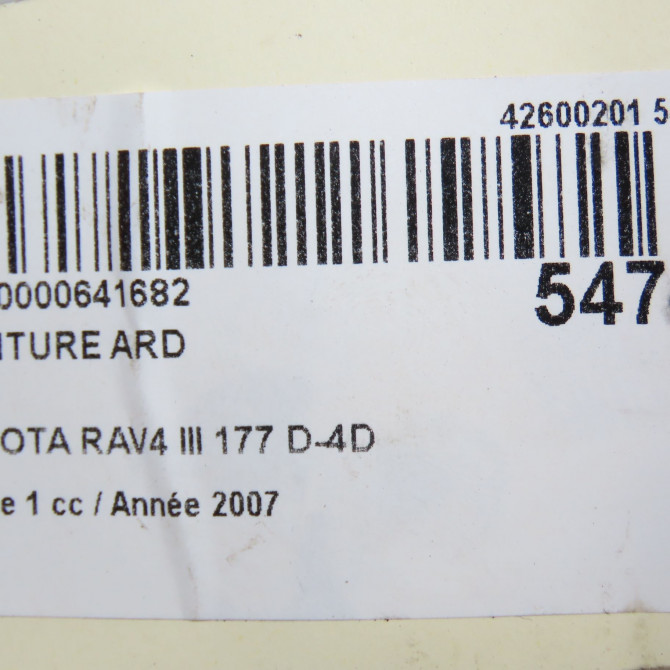 Ceinture arrière droite occasion TOYOTA RAV4 III Phase 1 02-2006->11-2009 177 D-4D 7336042201E1 5