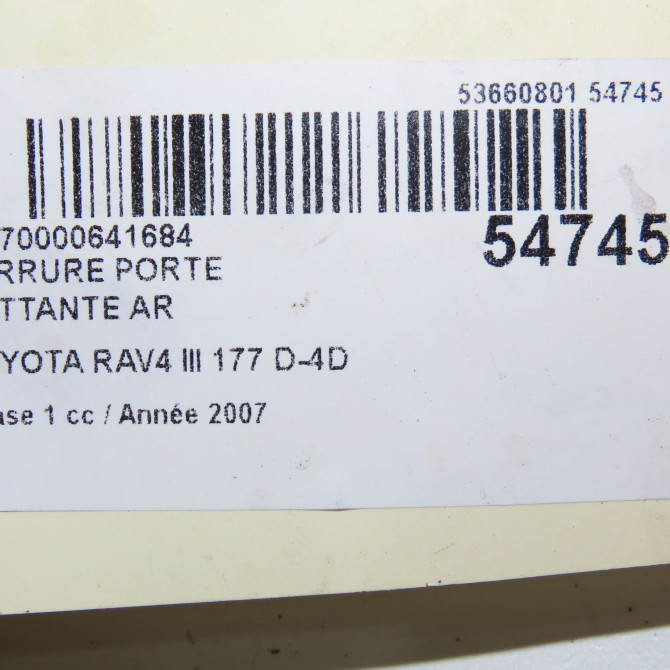 Serrure porte battante ar occasion TOYOTA RAV4 III Phase 1 02-2006->11-2009 177 D-4D 6911042131 5