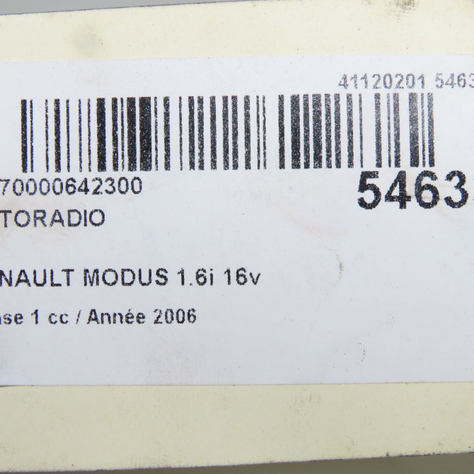 Autoradio occasion RENAULT MODUS Phase 1 09-2004->12-2007 1.6i 16v 8200633640 6