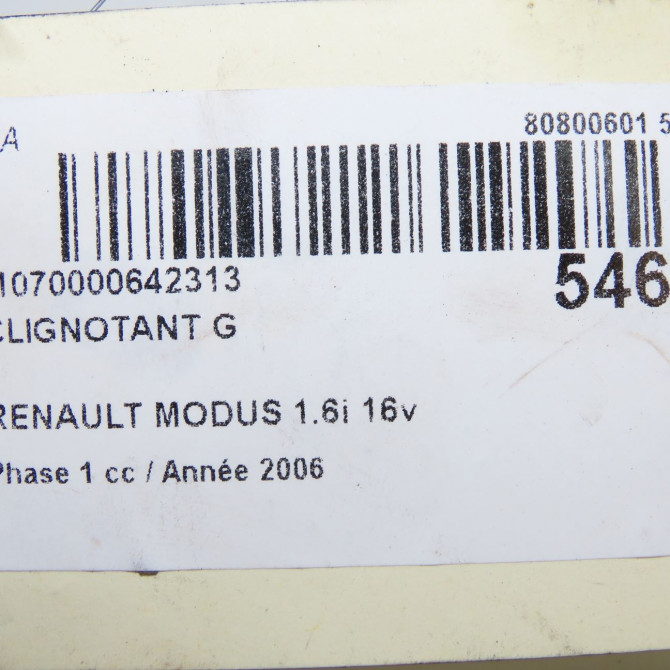 Clignotant gauche occasion RENAULT MODUS Phase 1 09-2004->12-2007 1.6i 16v 8200267913 6