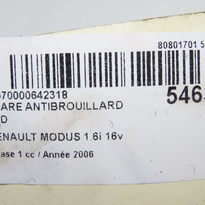 Phare antibrouillard avant droit occasion RENAULT MODUS Phase 1 09-2004->12-2007 1.6i 16v 8200002470 6