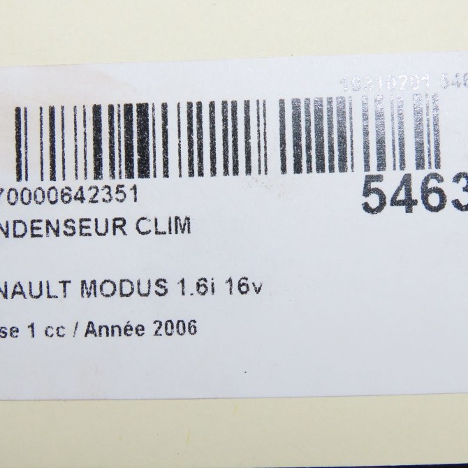 Condenseur clim occasion RENAULT MODUS Phase 1 09-2004->12-2007 1.6i 16v 5