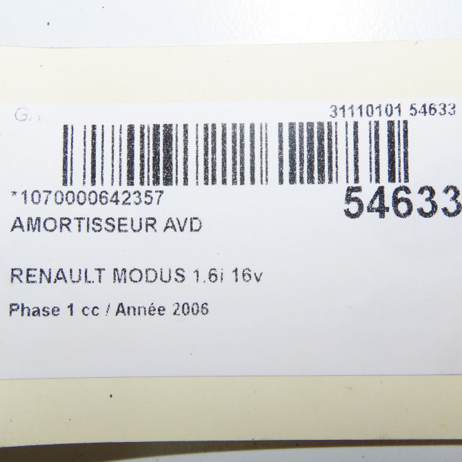 Amortisseur avant droit occasion RENAULT MODUS Phase 1 09-2004->12-2007 1.6i 16v 8200675732 6