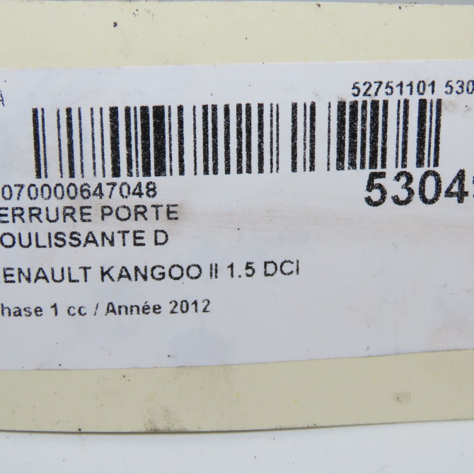Serrure porte coulissante d occasion RENAULT KANGOO II Phase 1 01-2008->03-2013 1.5 DCI 75ch 8200497719 6