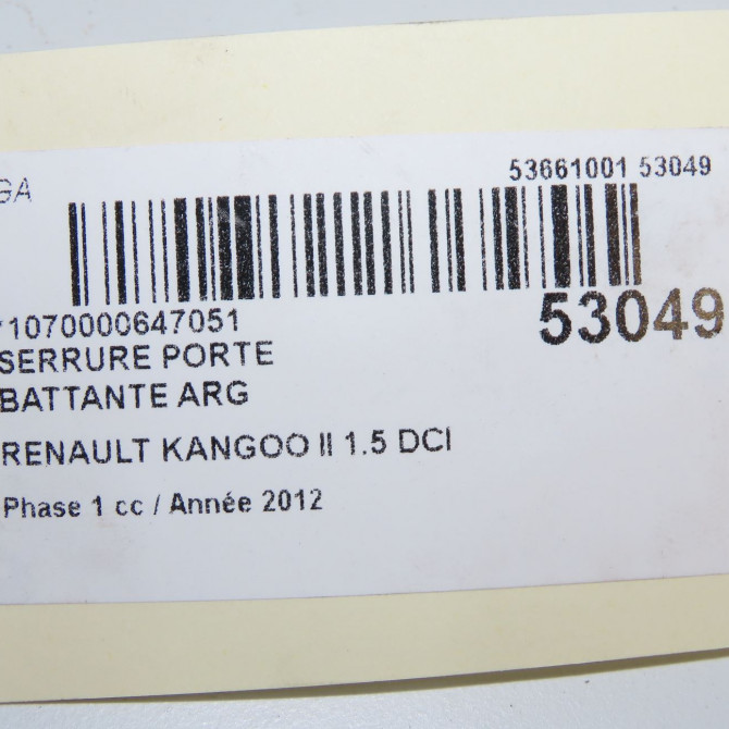 Serrure porte battante arg occasion RENAULT KANGOO II Phase 1 01-2008->03-2013 1.5 DCI 75ch 8200542396 7
