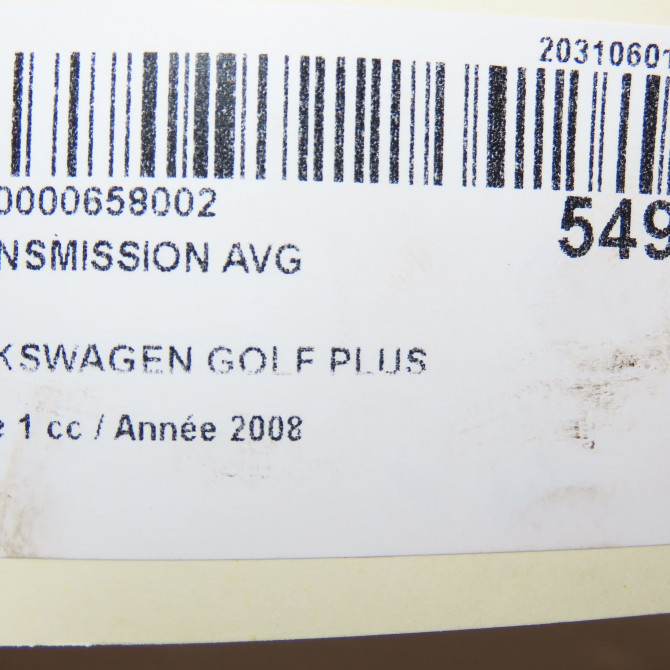 Transmission avant gauche occasion VOLKSWAGEN GOLF PLUS Phase 1 03-2005->03-2009 1.9 TDI 105ch 1K0407271LB 5
