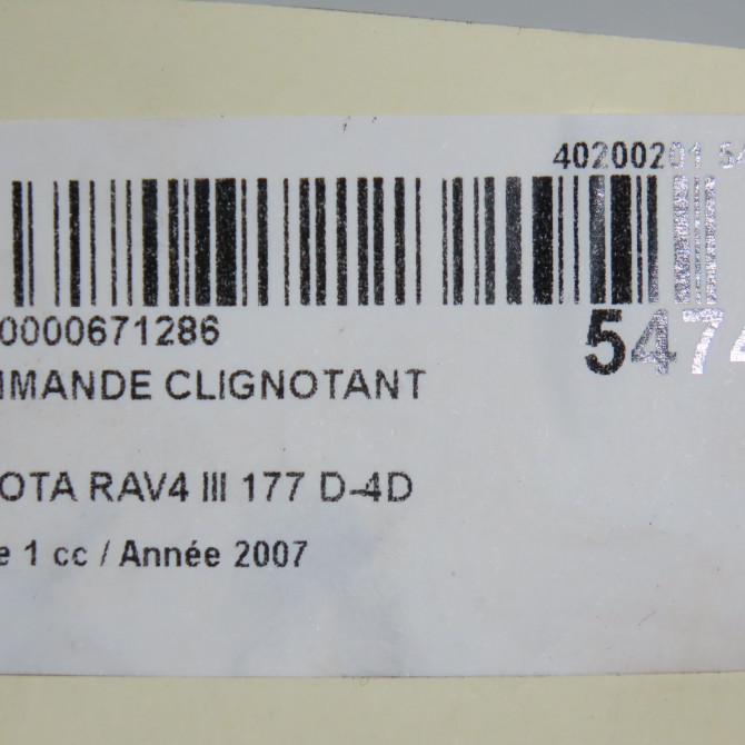Commande clignotant occasion TOYOTA RAV4 III Phase 1 02-2006->11-2009 177 D-4D 8411942020 5