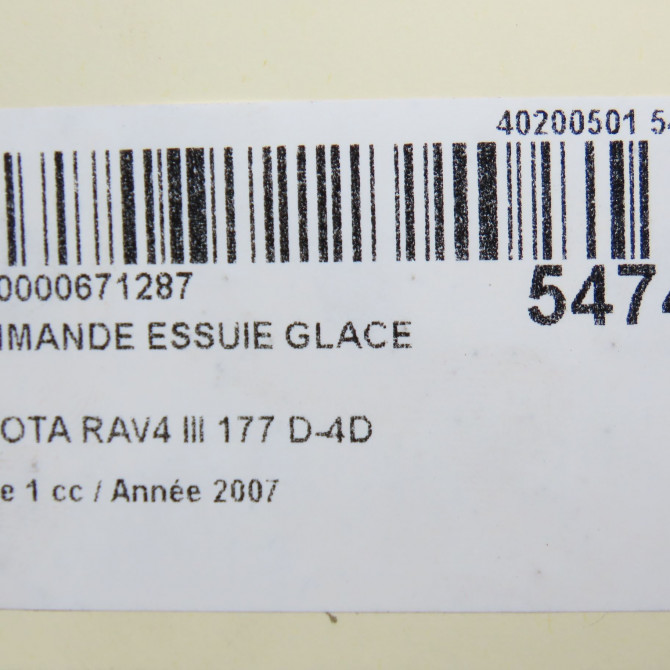 Commande essuie glace occasion TOYOTA RAV4 III Phase 1 02-2006->11-2009 177 D-4D 8465248140 5