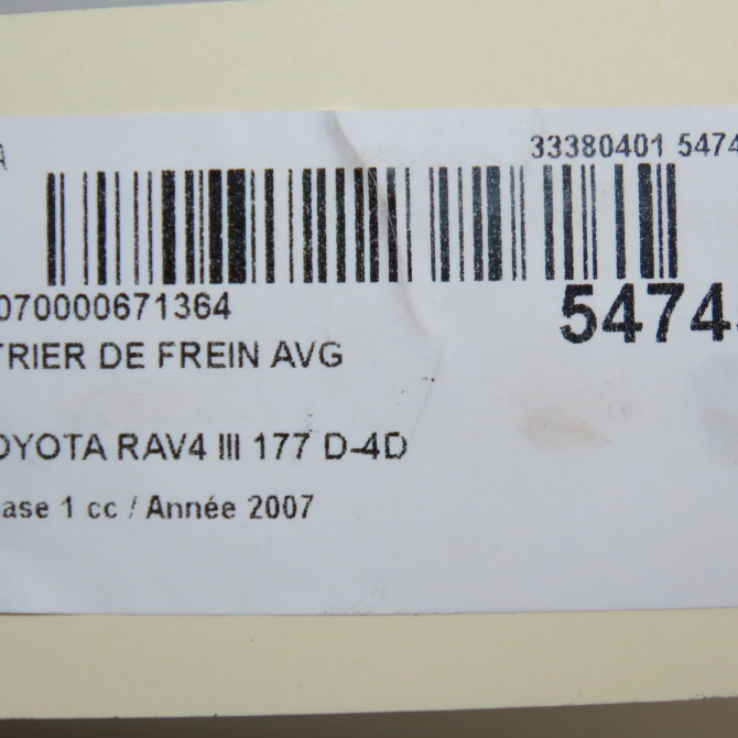 Etrier de frein avant gauche occasion TOYOTA RAV4 III Phase 1 02-2006->11-2009 177 D-4D 4775042091 6