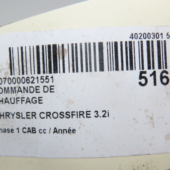 Commande de chauffage occasion CHRYSLER CROSSFIRE Phase 1 04-1995->04-1999 3.2i V6 217ch 5099162AA 6