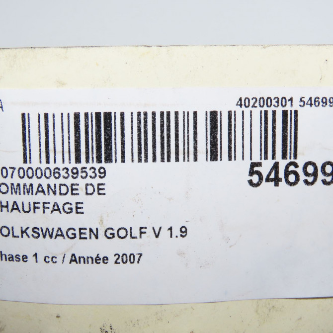 Commande de chauffage occasion VOLKSWAGEN GOLF V Phase 1 11-2003->10-2008 1.9 TDI 105ch 5