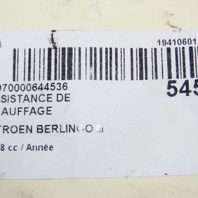 Resistance de chauffage occasion CITROEN 146 Phase 1 04-1995->04-1999 1.6 BlueHDI 100ch 4