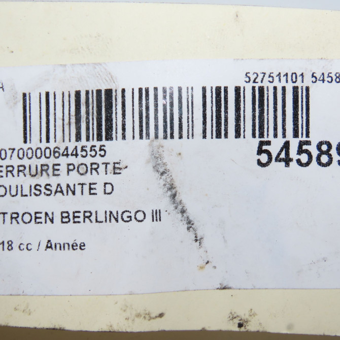 Serrure porte coulissante d occasion CITROEN 146 Phase 1 04-1995->04-1999 1.6 BlueHDI 100ch 9822172080 6