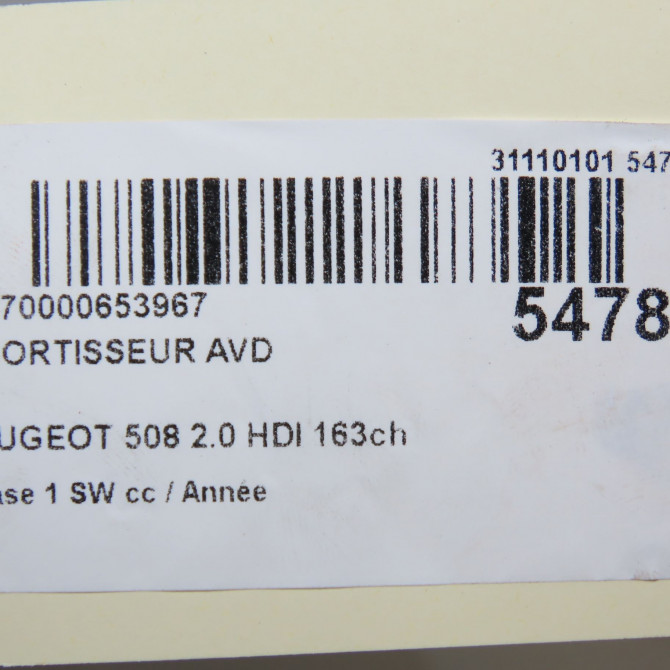 Amortisseur avant droit occasion PEUGEOT 508 Phase 1 04-1995->04-1999 2.0 HDI 163ch 5208Y8 6