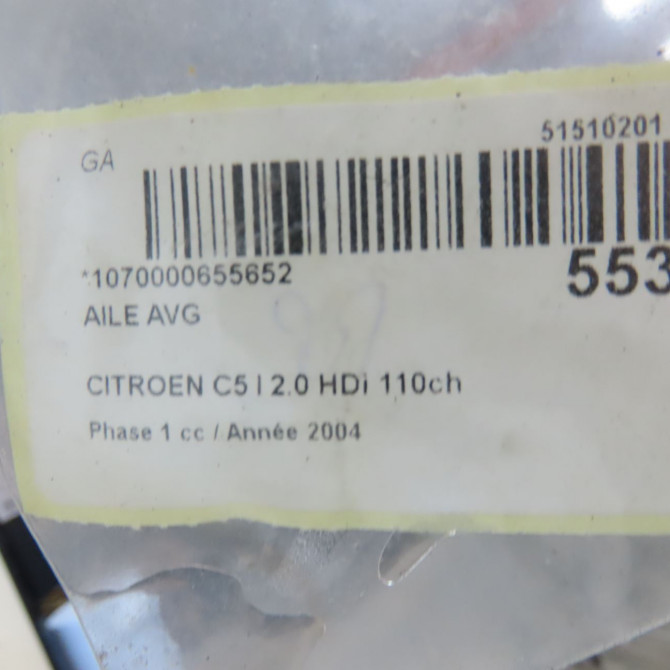 Aile avant gauche occasion CITROEN C5 I Phase 1 03-2001->09-2004 2.0 HDi 110ch 7840Q2 6