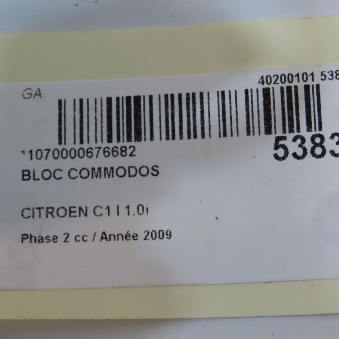 Bloc commodos occasion CITROEN C1 I Phase 2 11-2008->01-2012 1.0i 6
