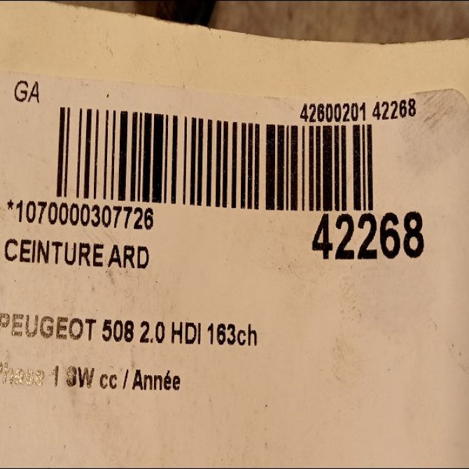 Ceinture arrière droite occasion PEUGEOT 508 Phase 1 04-1995->04-1999 2.0 HDI 163ch 16105794XX 4