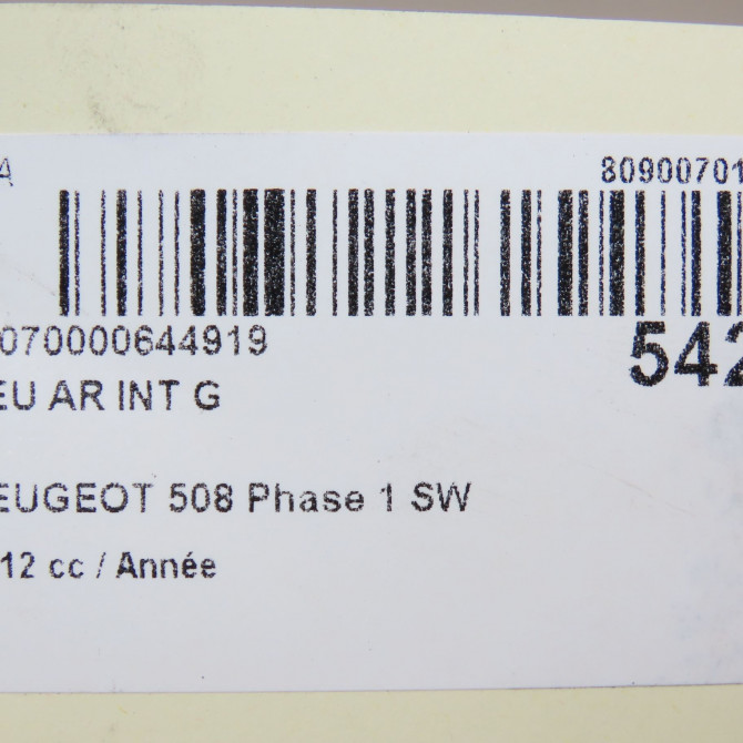 Feu arrière interieur gauche occasion PEUGEOT 508 Phase 1 SW 01-2011->12-2014 6350LZ 5