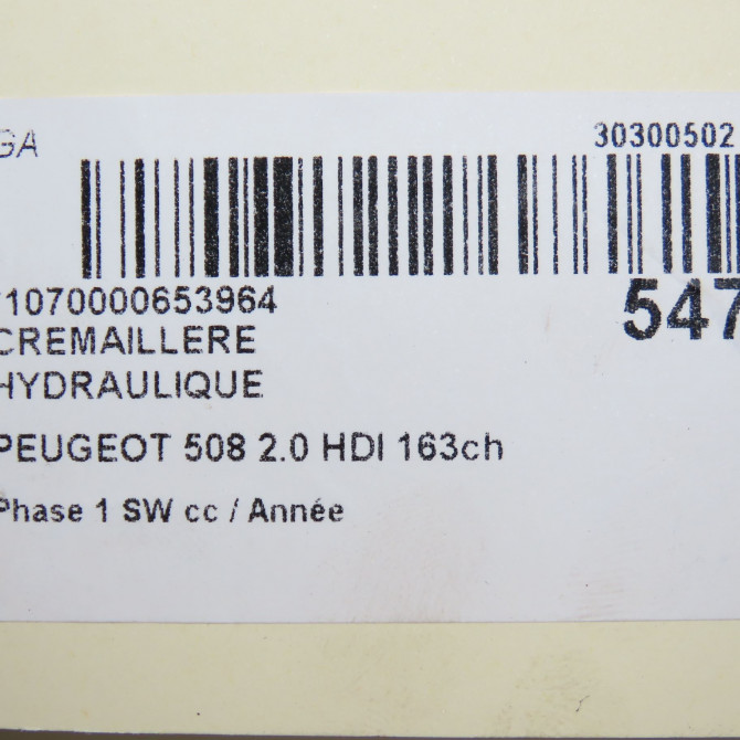 Cremaillere hydraulique occasion PEUGEOT 508 Phase 1 04-1995->04-1999 2.0 HDI 163ch 4001VW 6