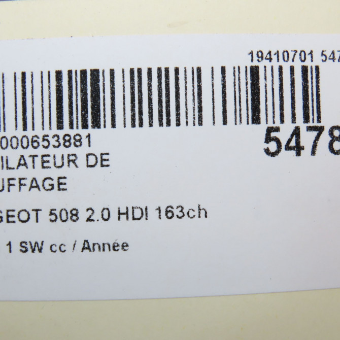 Ventilateur de chauffage occasion PEUGEOT 508 Phase 1 04-1995->04-1999 2.0 HDI 163ch 6441EW 7