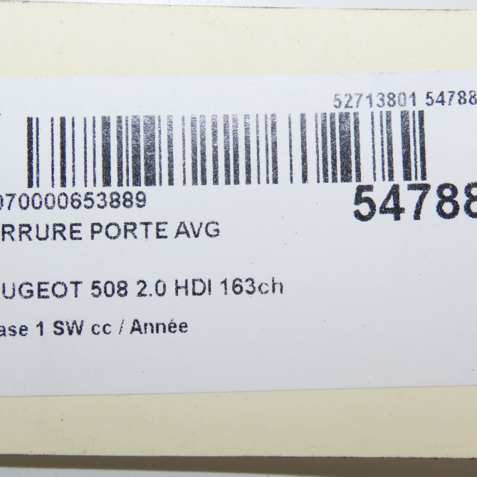 Serrure porte avg occasion PEUGEOT 508 Phase 1 04-1995->04-1999 2.0 HDI 163ch 9819263080 7