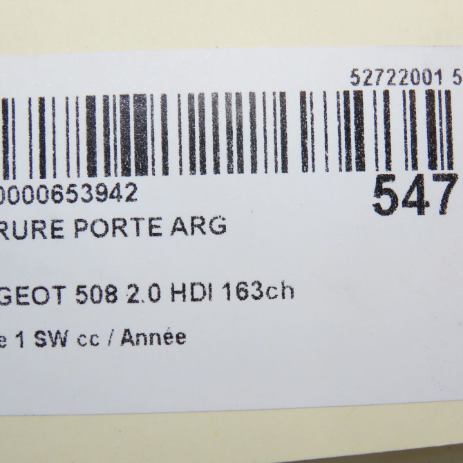 Serrure porte arg occasion PEUGEOT 508 Phase 1 04-1995->04-1999 2.0 HDI 163ch 9819263280 7
