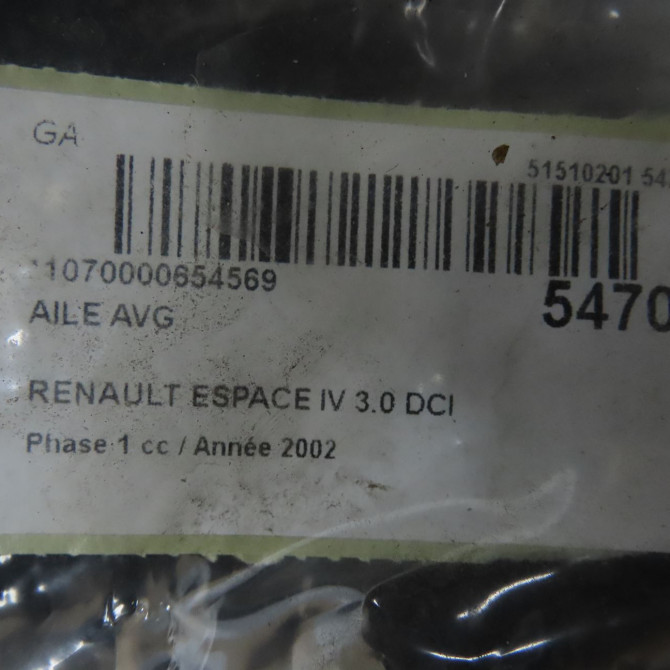 Aile avant gauche occasion RENAULT ESPACE IV Phase 1 09-2002->03-2006 3.0 DCI 7701473588 5