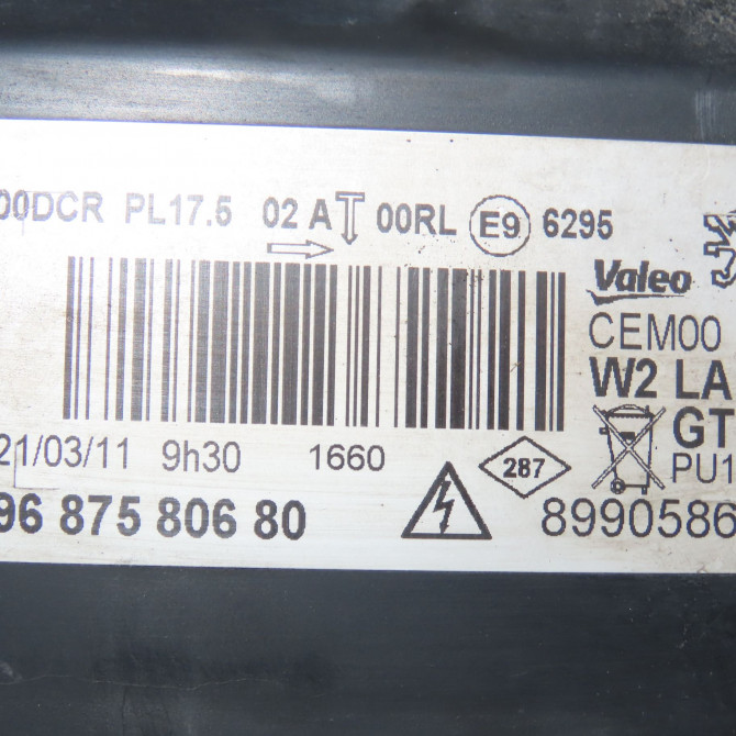 Phare gauche occasion PEUGEOT 508 Phase 1 04-1995->04-1999 2.0 HDI 163ch 1613965880 5