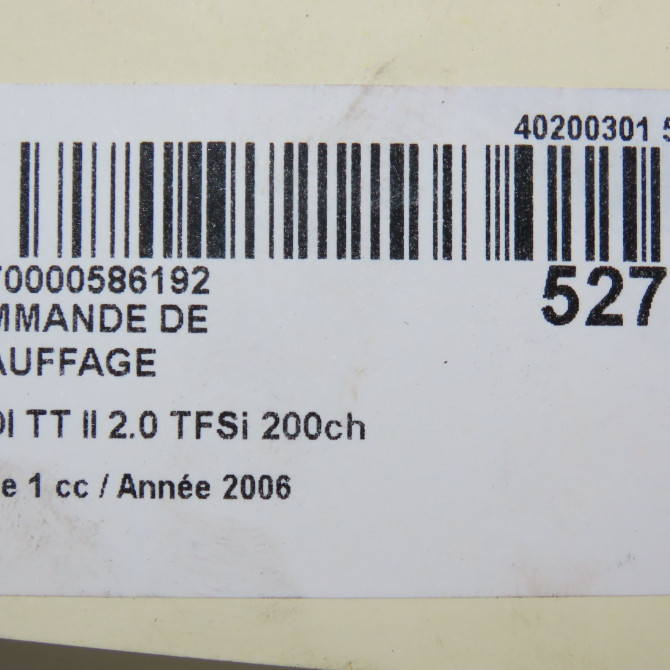 Commande de chauffage occasion AUDI TT II Phase 1 09-2006->04-2010 2.0 TFSi 200ch 6