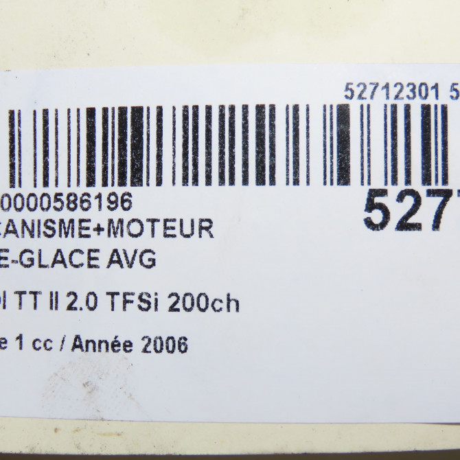 Mecanisme+moteur leve-glace avg occasion AUDI TT II Phase 1 09-2006->04-2010 2.0 TFSi 200ch 8J0837461E 8