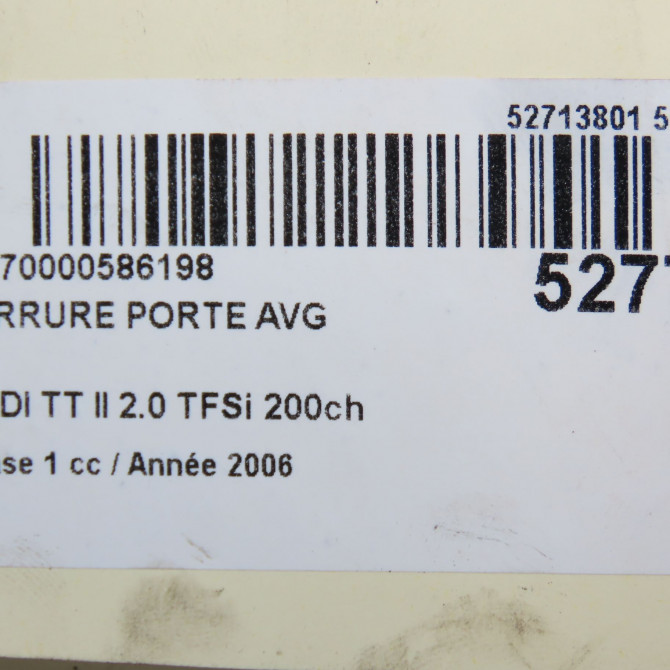 Serrure porte avg occasion AUDI TT II Phase 1 09-2006->04-2010 2.0 TFSi 200ch 8J1837015A 7
