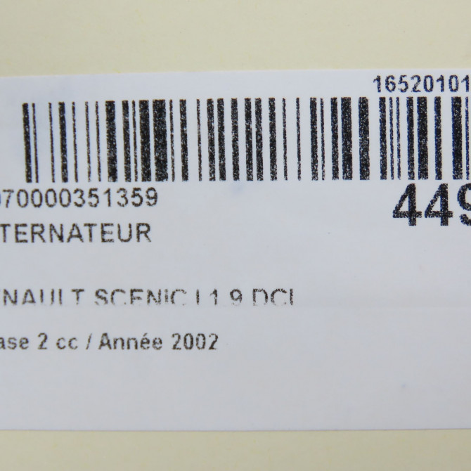 Alternateur occasion RENAULT SCENIC I Phase 2 08-1999->06-2003 1.9 DCI 100ch 8200205612 8