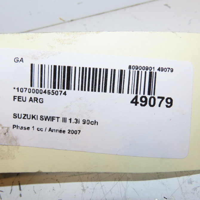 Feu arrière gauche occasion SUZUKI SWIFT III Phase 1 03-2005->09-2011 1.3i 90ch 3567063J00 5
