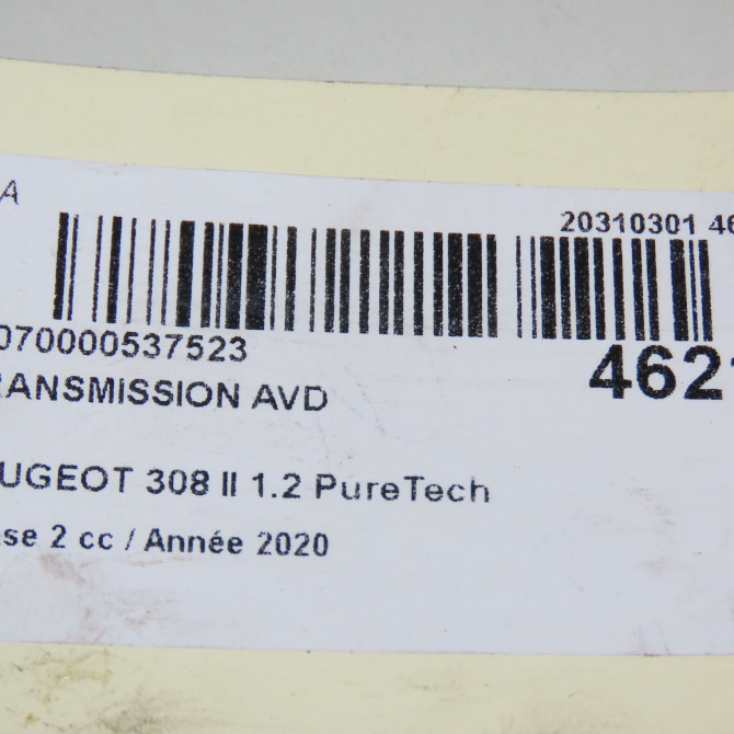 Transmission avant droite occasion PEUGEOT 308 II Phase 1 04-1995->04-1999 1.2 PureTech 110ch 9820471180 8