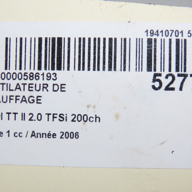 Ventilateur de chauffage occasion AUDI TT II Phase 1 09-2006->04-2010 2.0 TFSi 200ch 1K1820015Q 7