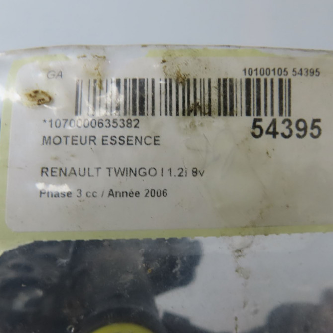 Moteur essence occasion RENAULT TWINGO I Phase 3 08-2000->06-2007 1.2i 8v 60ch 7701472963 6
