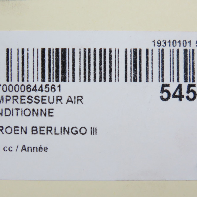 Compresseur air conditionne occasion CITROEN 146 Phase 1 04-1995->04-1999 1.6 BlueHDI 100ch 9810349980 7