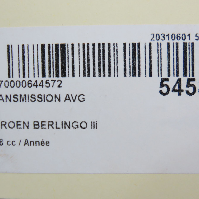 Transmission avant gauche occasion CITROEN 146 Phase 1 04-1995->04-1999 1.6 BlueHDI 100ch 9820471280 8