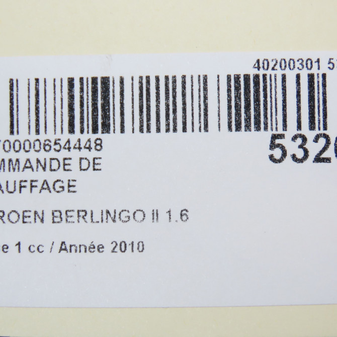 Commande de chauffage occasion CITROEN BERLINGO II Phase 1 05-2008->01-2012 1.6 HDI 16v 75ch 6452K5 6