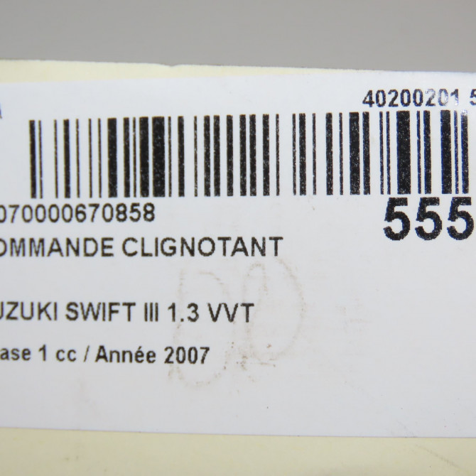 Commande clignotant occasion SUZUKI SWIFT III Phase 1 03-2005->09-2011 1.3 VVT 3965062J20 5